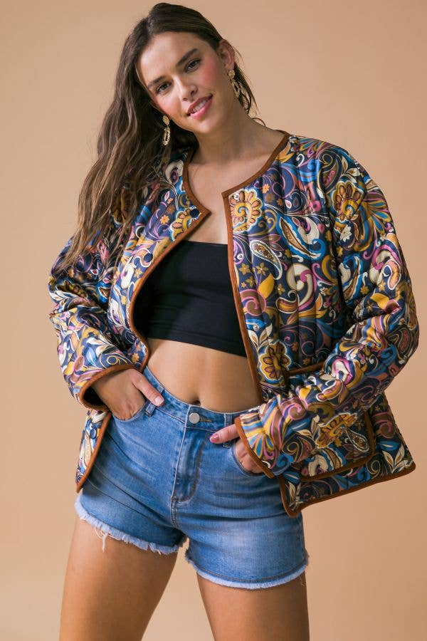 A Blue mixed paisley printed woven jacket