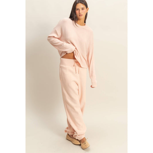 High-Waist Jogger Pants: DUSTY PINK / S-M-L(2-2-2)
