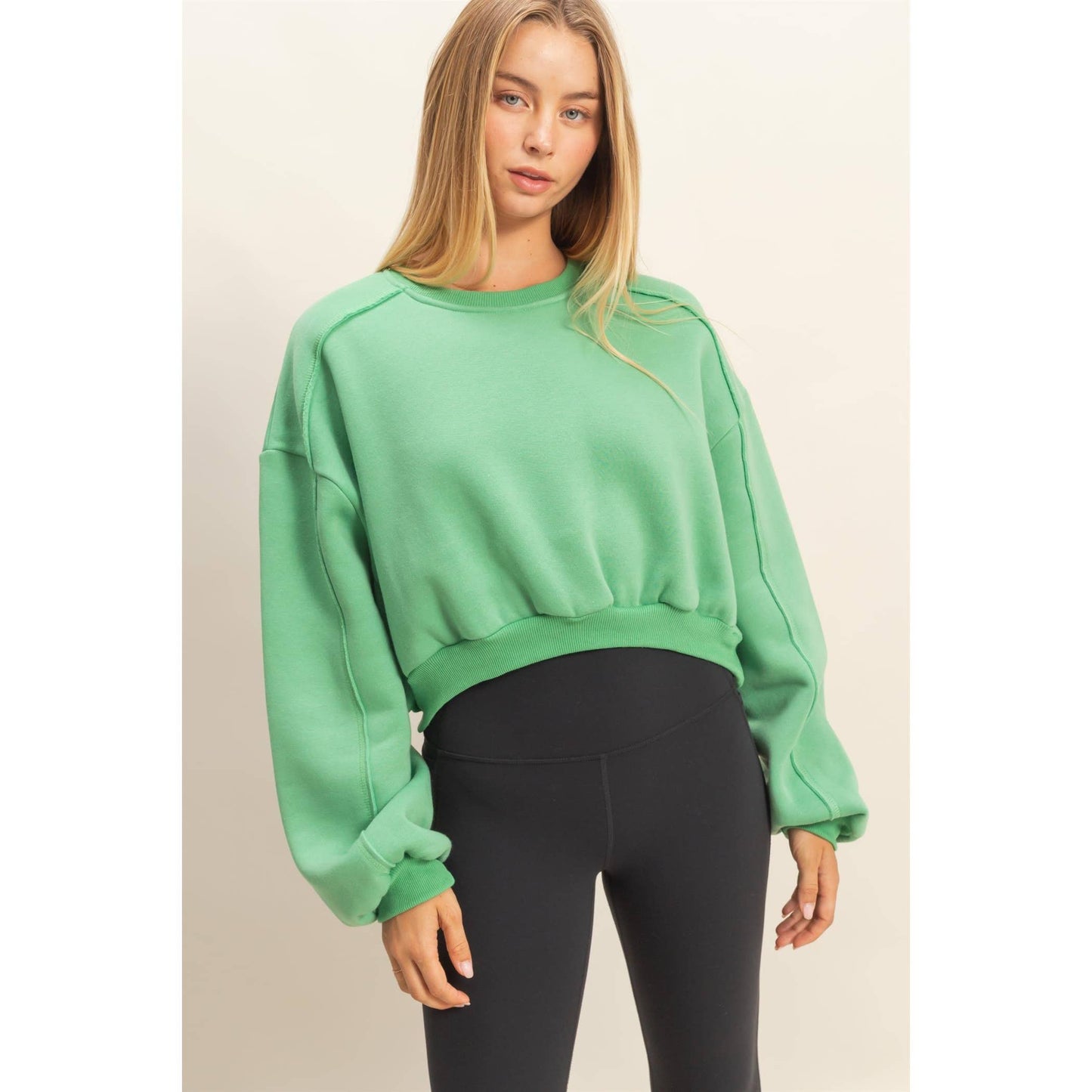 Cropped Sweatshirt: GREEN