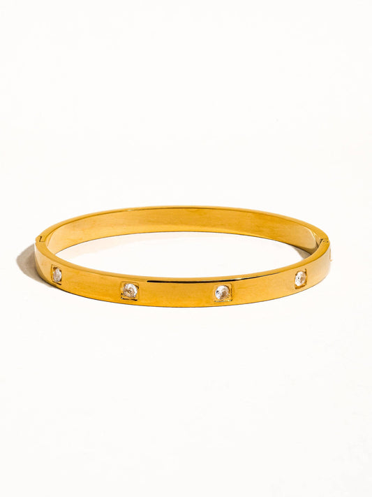 Neil 18K Gold Non-Tarnish Classic CZ Bangle: Yellow Gold