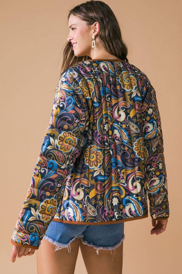 A Blue mixed paisley printed woven jacket