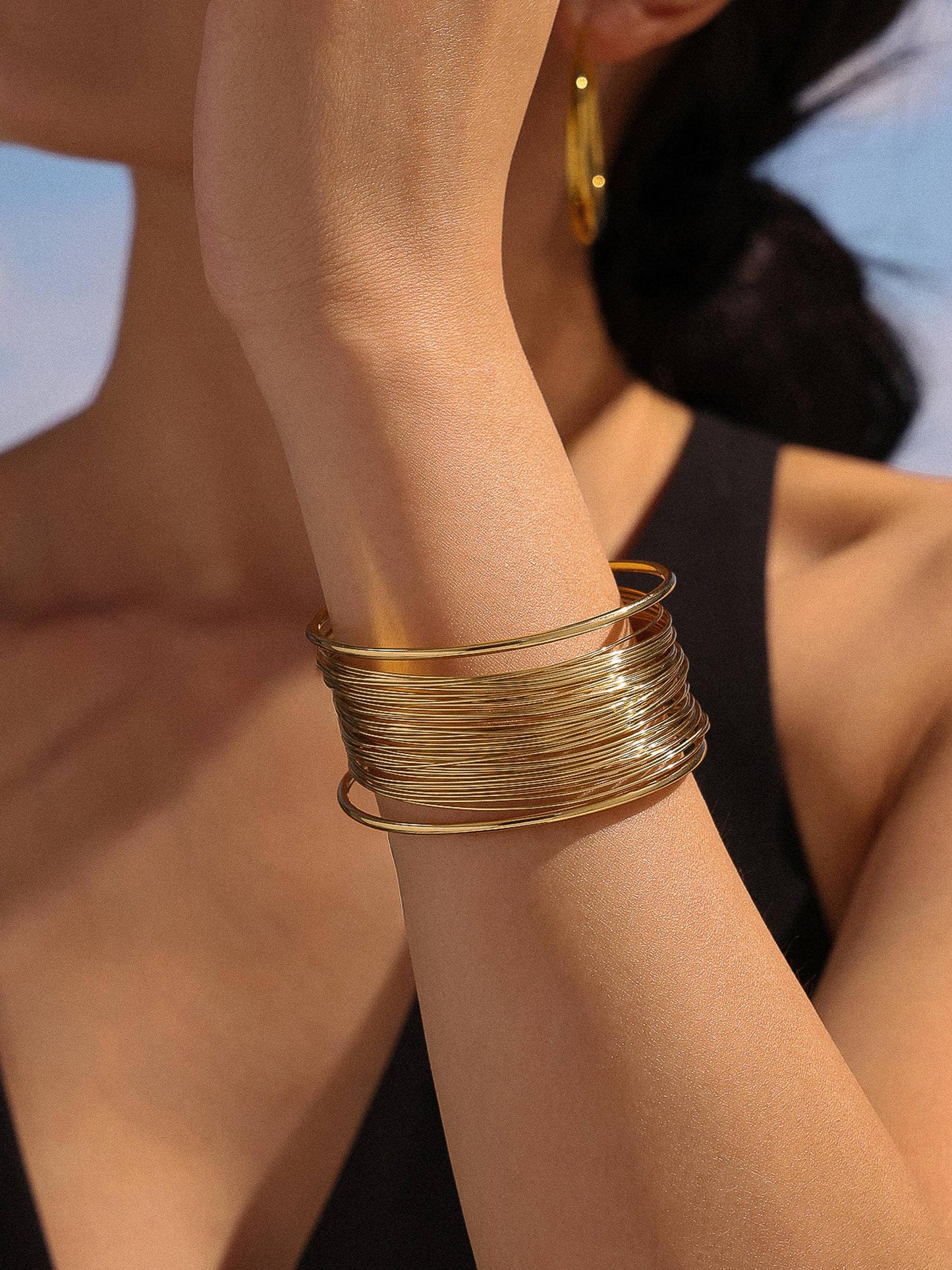 Roselith 18K Gold Non-Tarnish Statement Cuff Bracelet: Yellow Gold