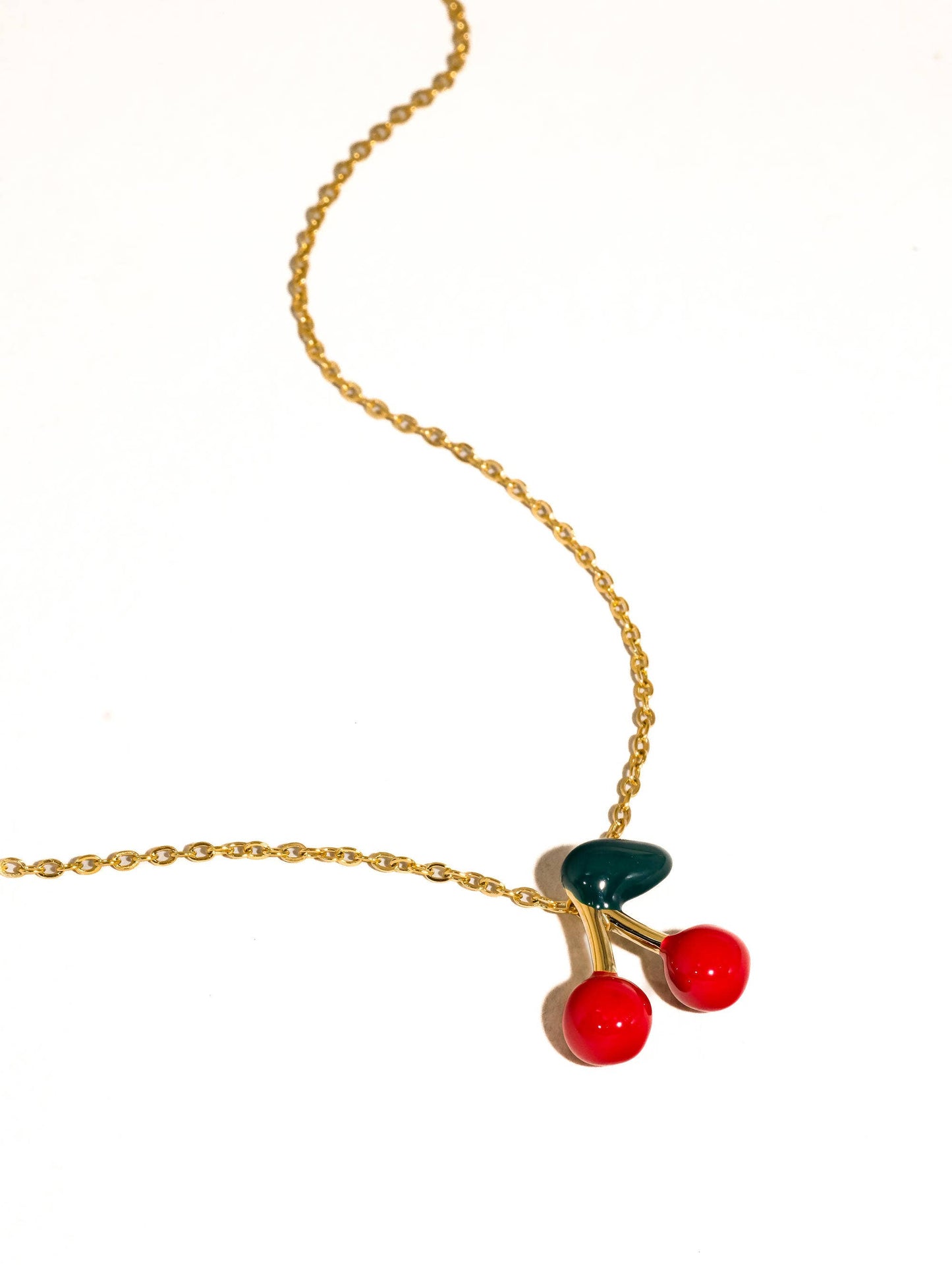 Mûre 18K Gold Non-Tarnish Vintage Cherry Necklace: Red