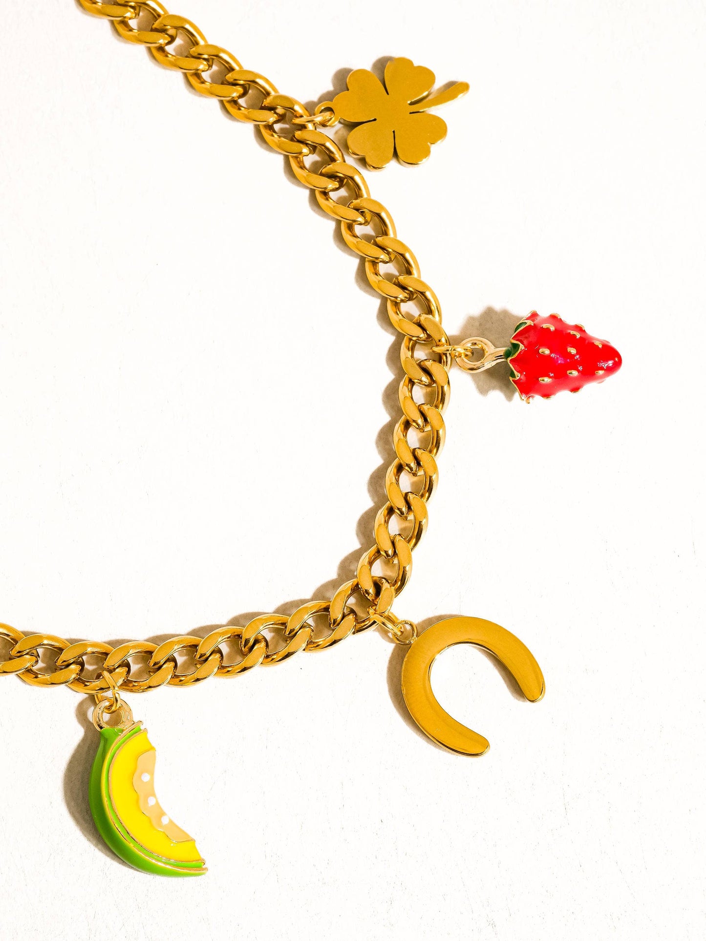 Marinha 18K Gold Non-Tarnish Fruit and Charms Necklace: Multi-Colored