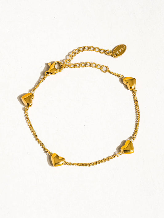 Vivre 18K Gold Non-Tarnish Petite Heart Bracelet Yellow Gold / Bracelet