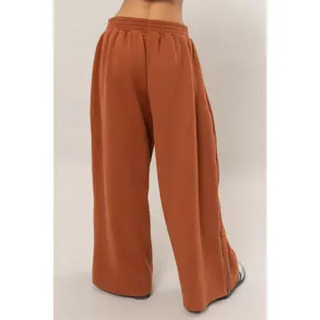 Wide-Leg Side Zipper Sweatpant