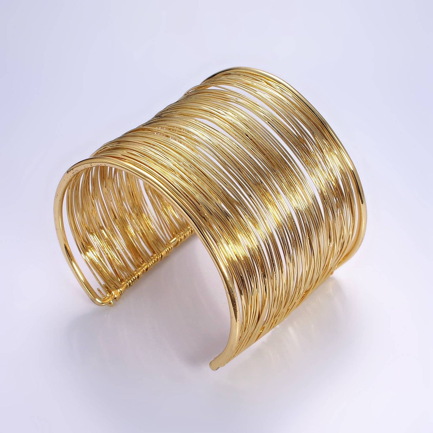 24K Gold Filled Wide Multiple Wire Cuff Bracelet