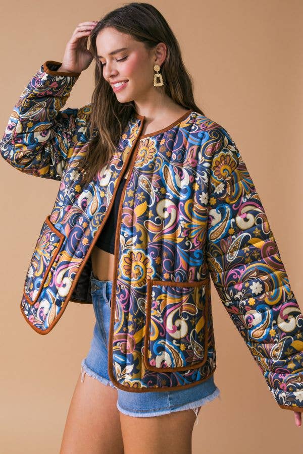 A Blue mixed paisley printed woven jacket