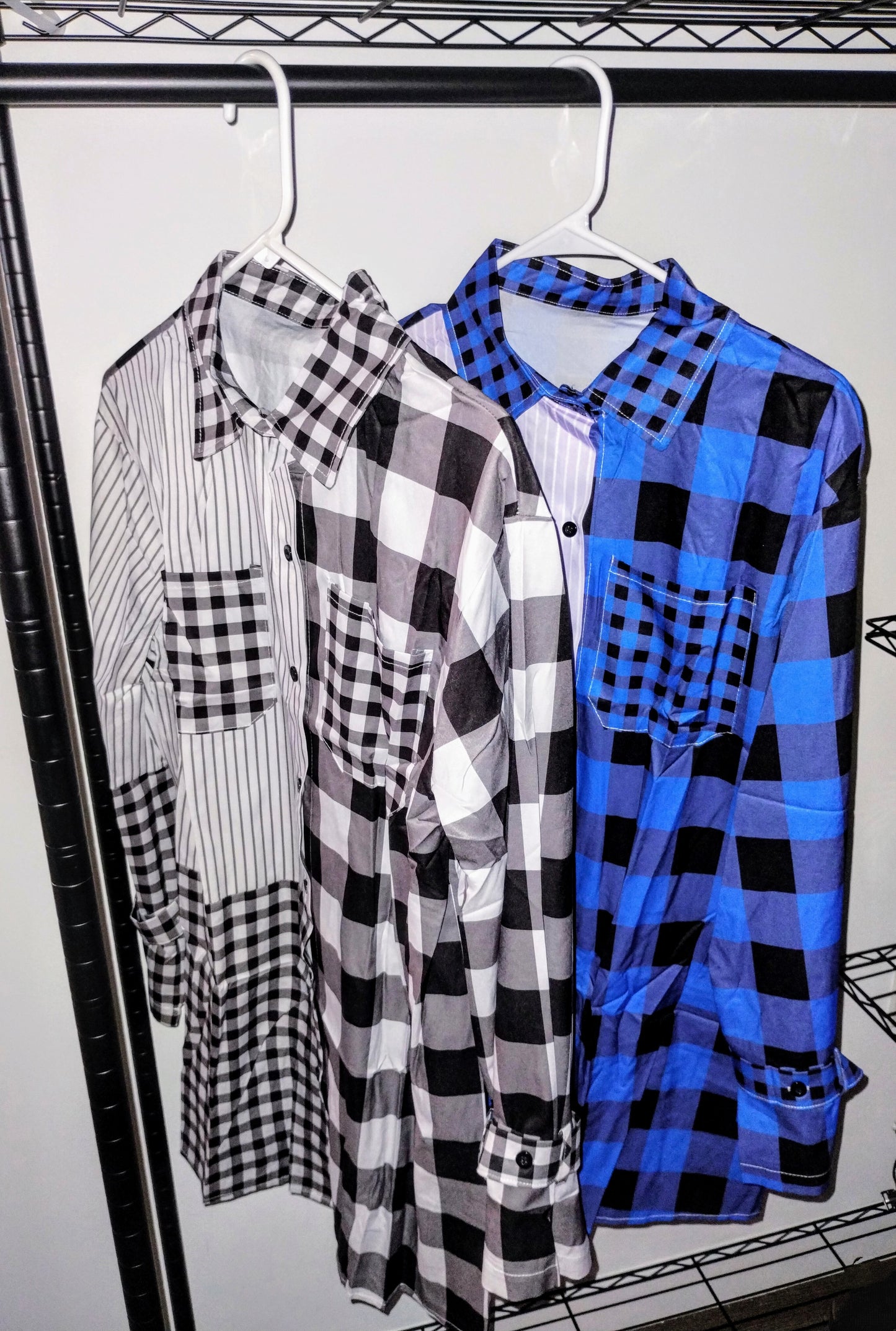 Checkered Plaid Shirt Dress