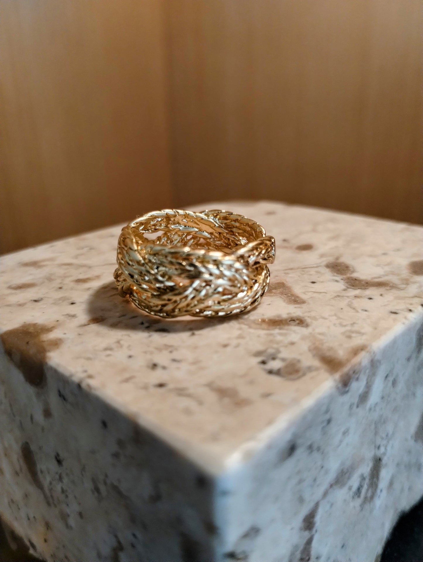 braided 18kt gold plated band ring