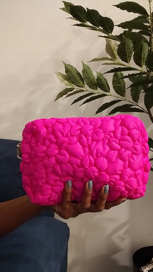 Flora Pop - Nylon Cosmetic Pouch: Fuchsia