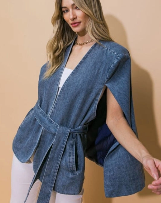 A Washed Denim Capelet