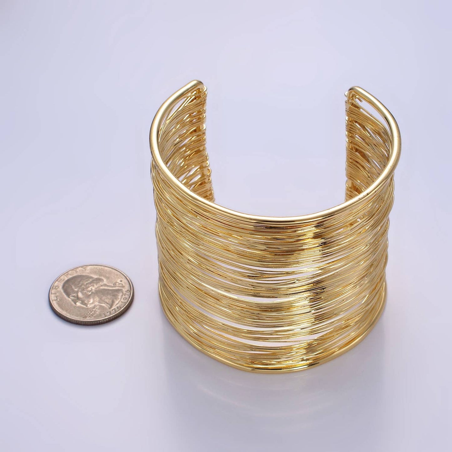 24K Gold Filled Wide Multiple Wire Cuff Bracelet