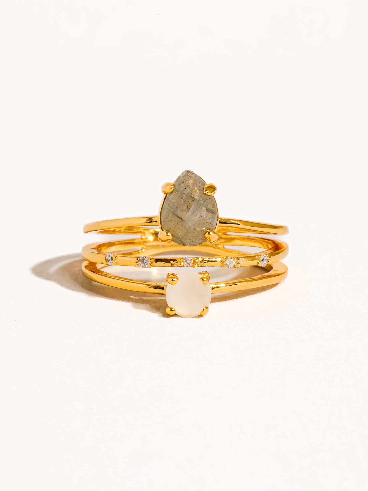 Sabine 18K Gold Multi Stone Statement Ring: Olive