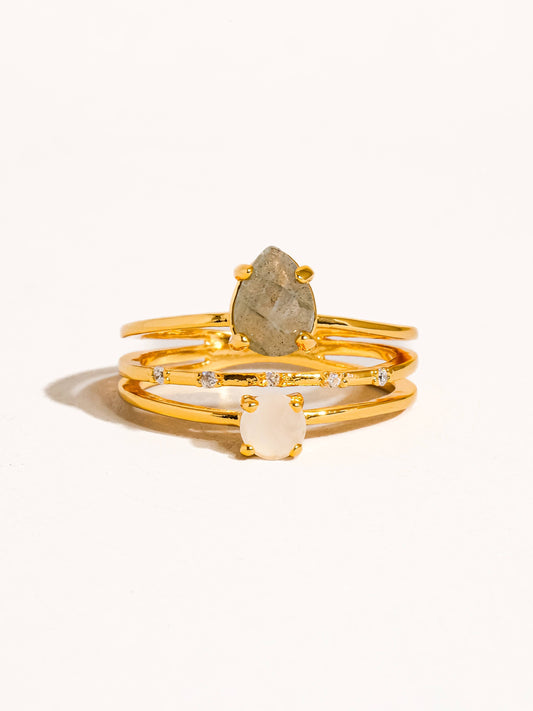 Sabine 18K Gold Multi Stone Statement Ring: Olive