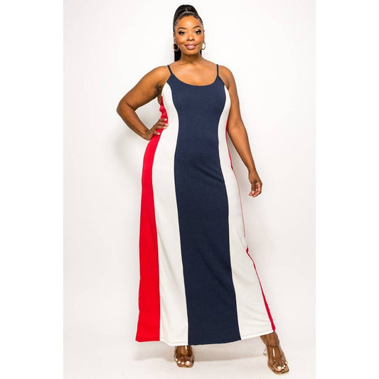 Nellie PLUS COLOR BLOCK MAXI DRESS: NAVY