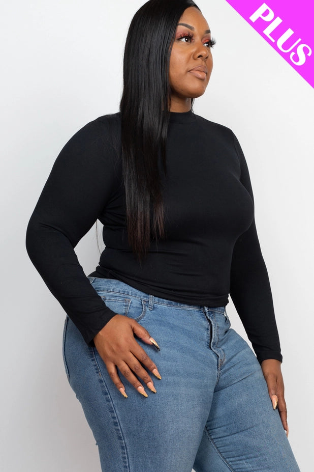 Black Mock Neck Plus Size Top