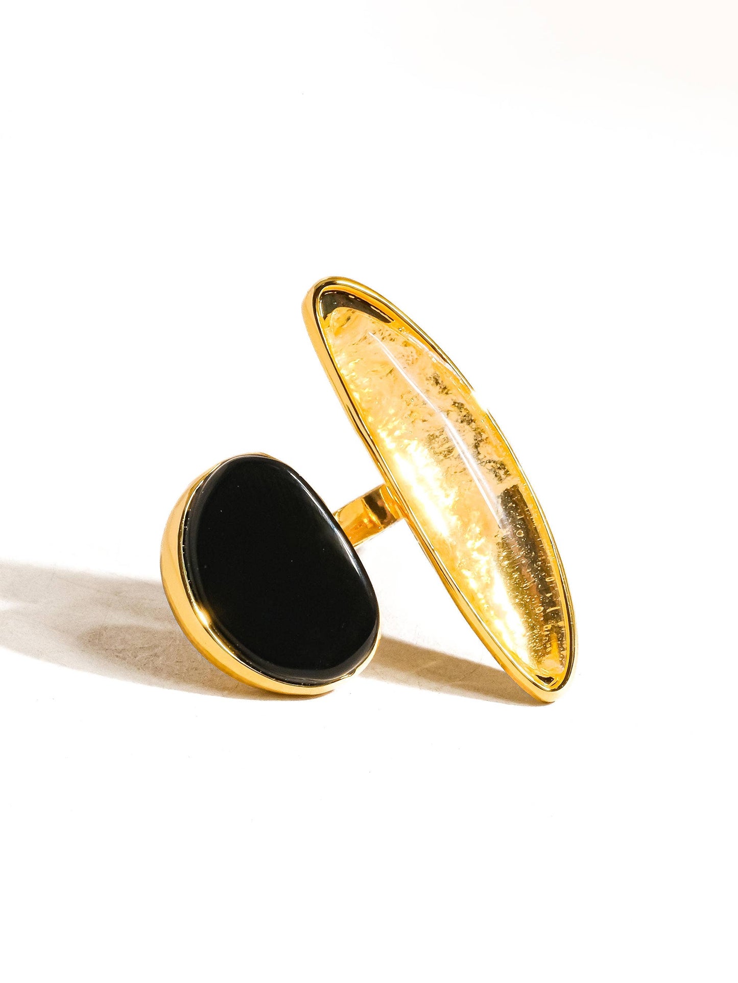 Christophe 18K Gold Vintage Black Agate Stone Ring: Black