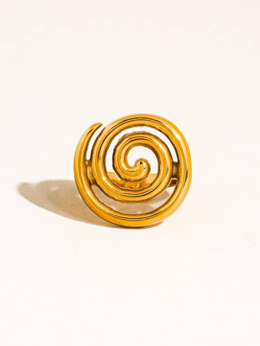 18K Gold Non-Tarnish Statement Rings: Orlisse-Spiral