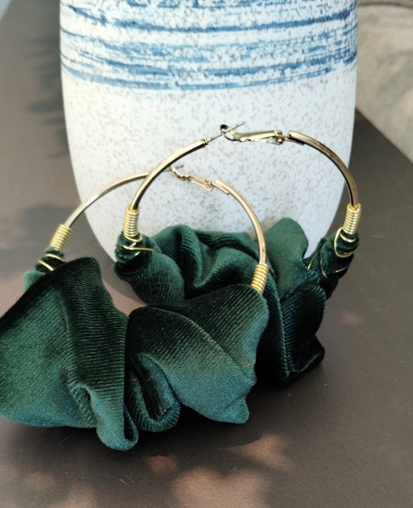 Velvet Pine Tree -Queen Wired Hoops Earrings