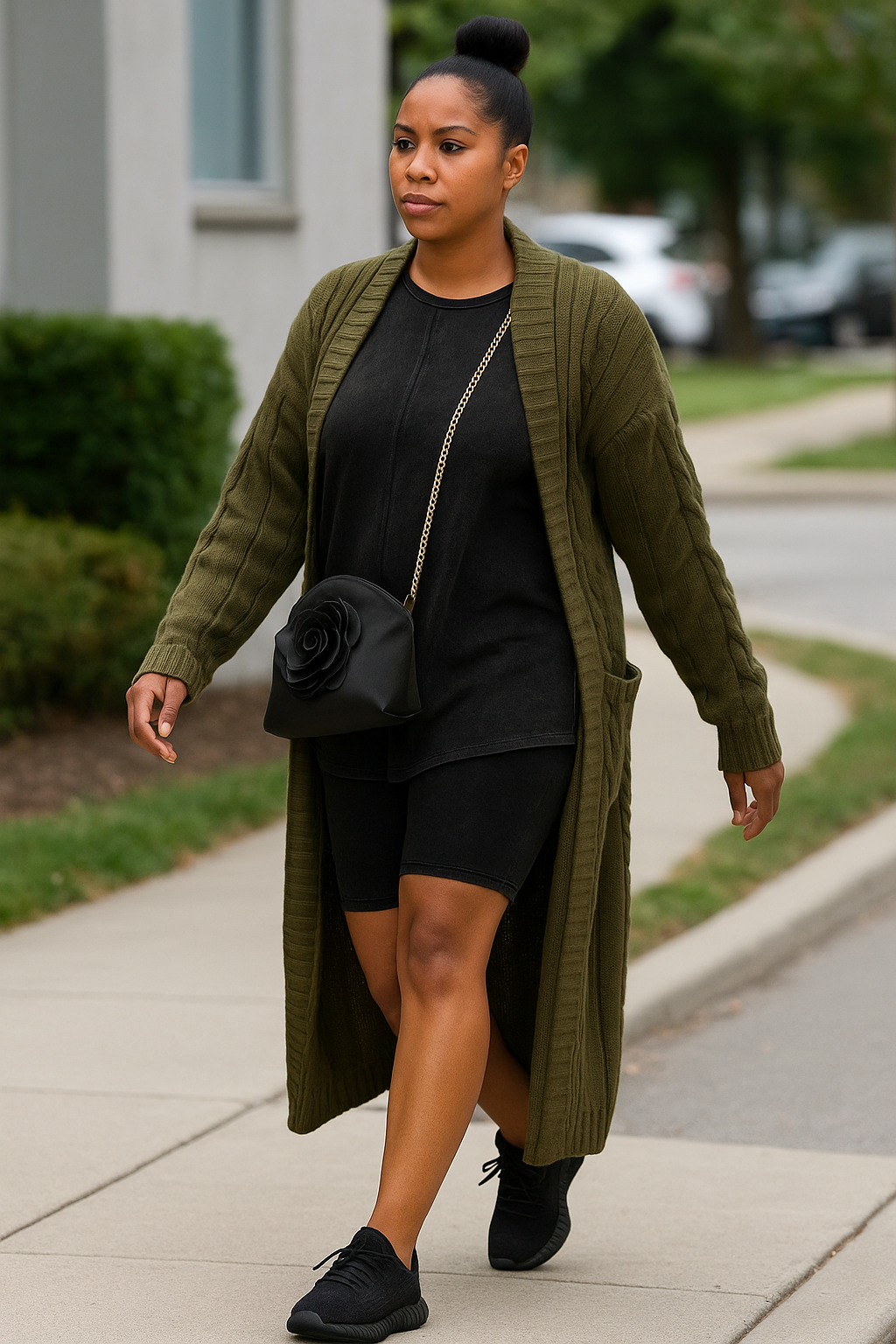 Comfy 2- Piece Washed Biker Set Top & Shorts: Black