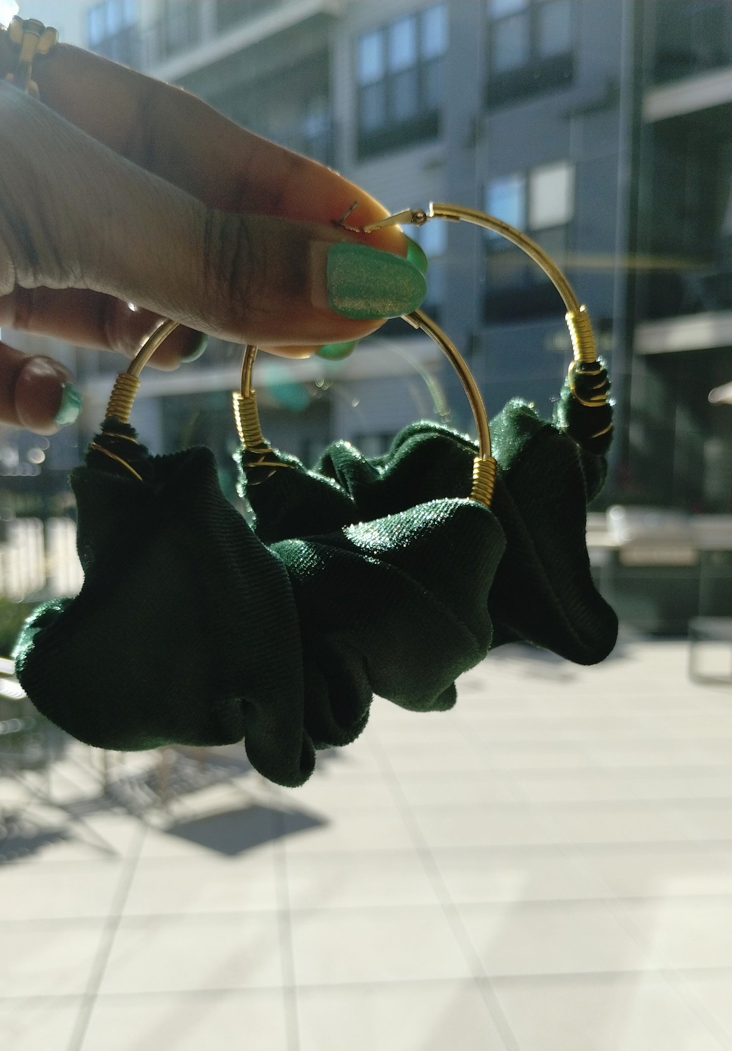 Velvet Pine Tree -Queen Wired Hoops Earrings