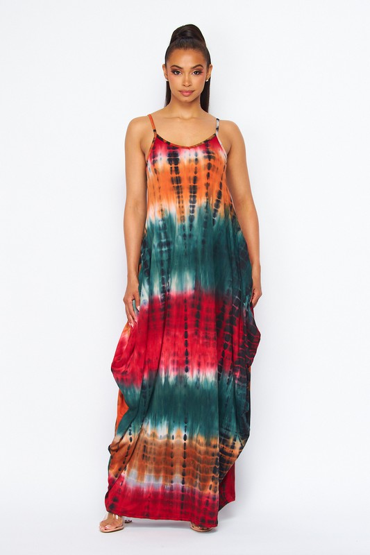 Vacay Tye Dye Maxi Dress with pockets